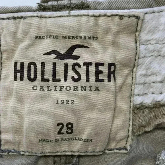 Hollister Cargo Shorts Mens 28 Beige Distressed Button Fly Flat Front Mid Rise - Picture 5 of 6